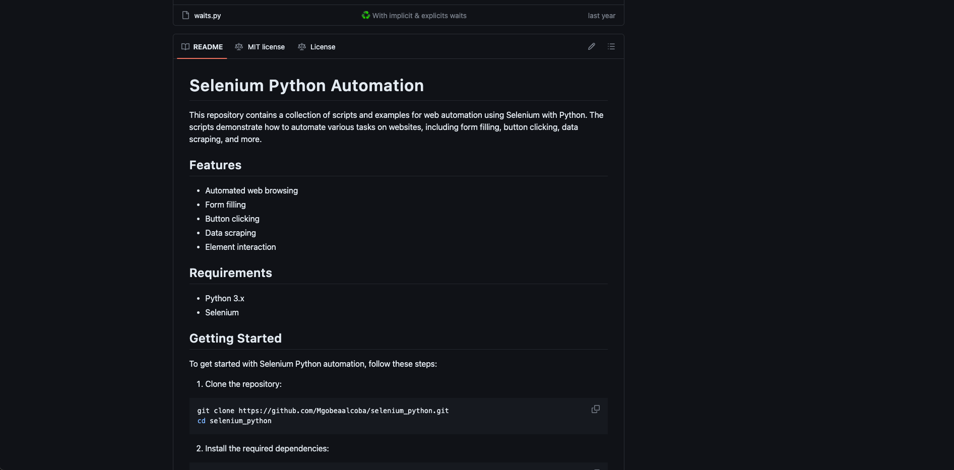 Vista previa del Selenium Python